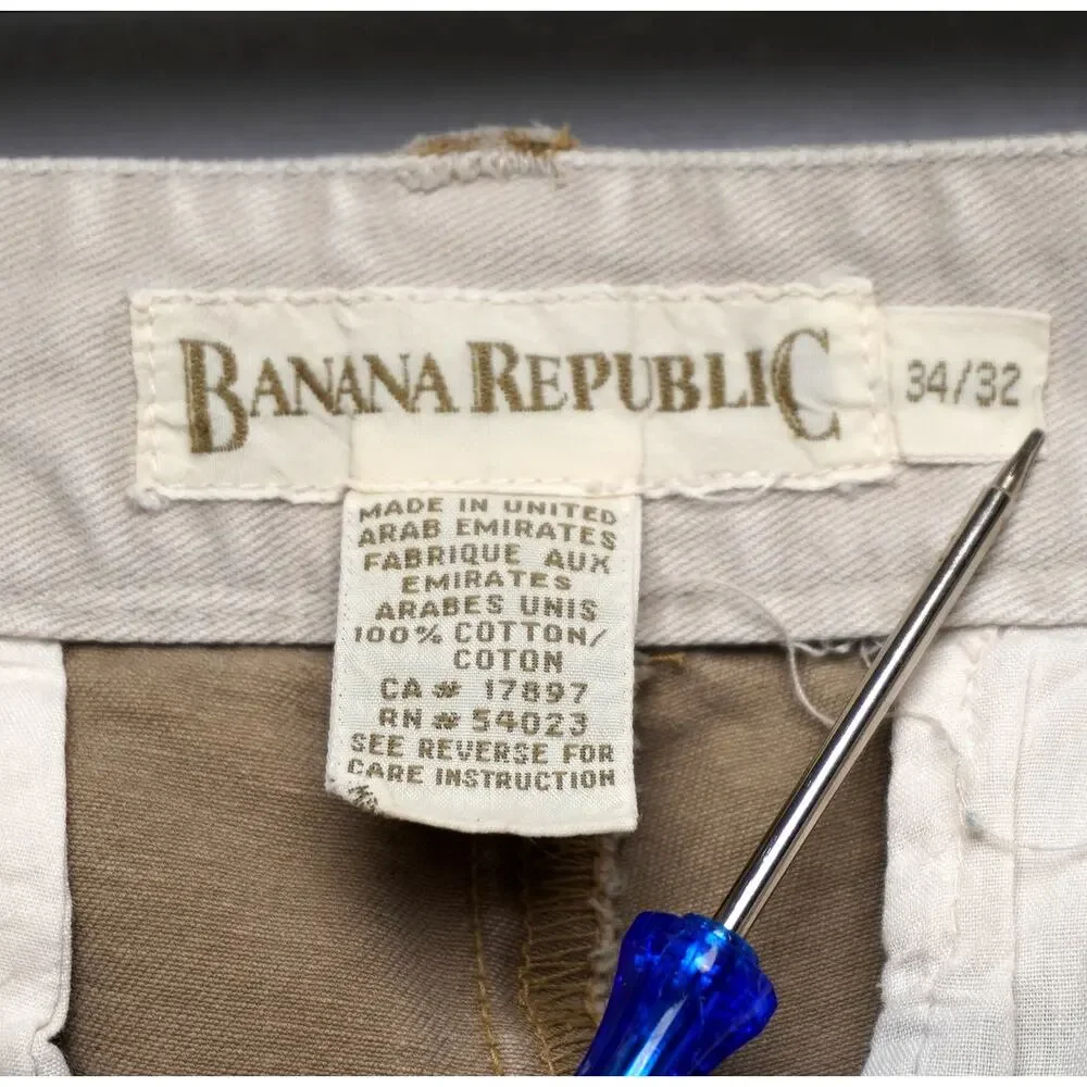 Vintage Banana Republic Khakis Flat Front Relaxed‎ Fit Tapered Size 34
